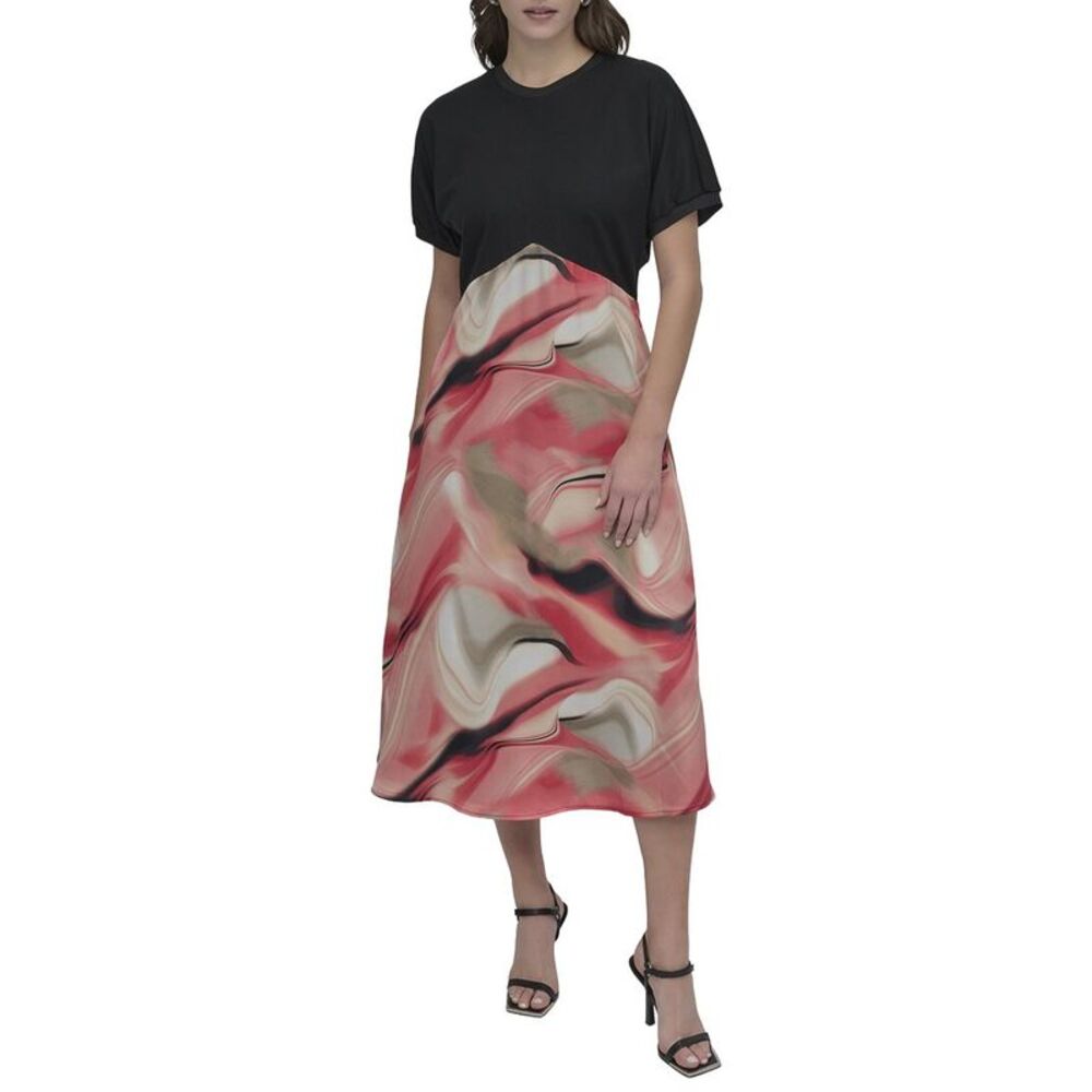 Dkny Womens  Mix Media Print Dress